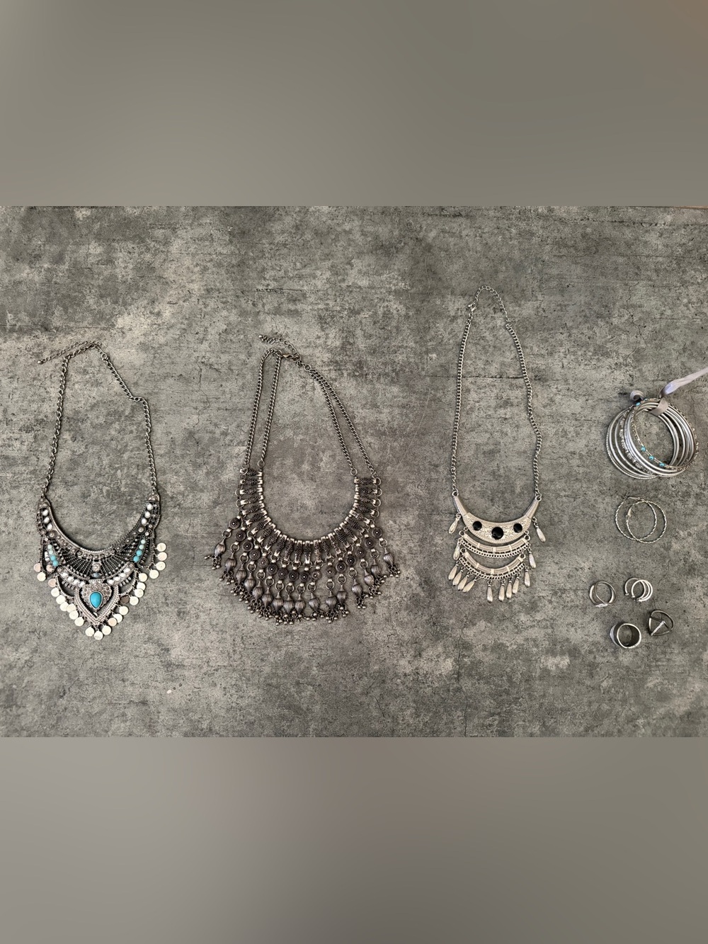 Boho Tribal Statement Jewelry Set | Necklaces, Rings & Bangles